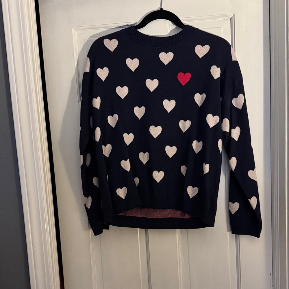LOFT Navy Sweater with Heart Pattern